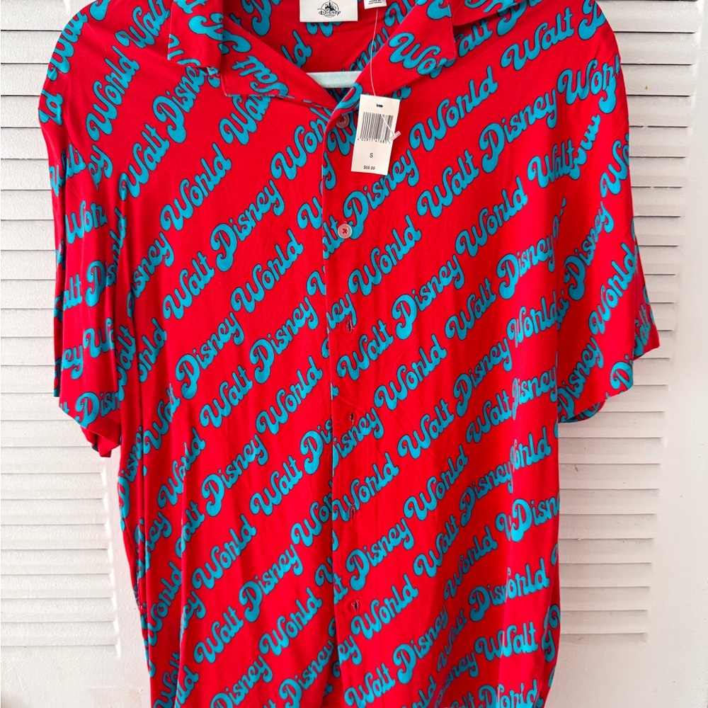 Disney Red and Blue Casual Button Down Shirt